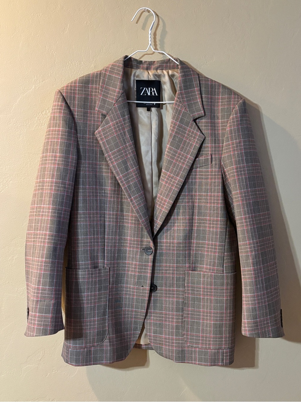 Zara Plaid Oversize Two Button Blazer Jacket